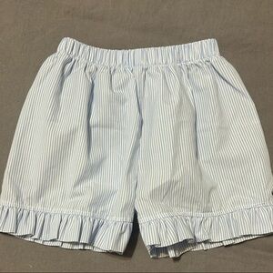 Blue and white pinstriped shorts with ruffles
